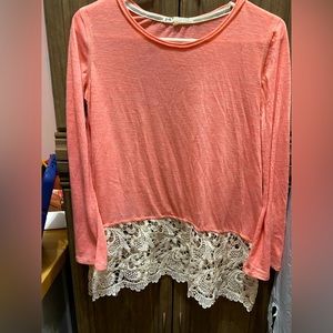 Size small pink lace Long sleeve top